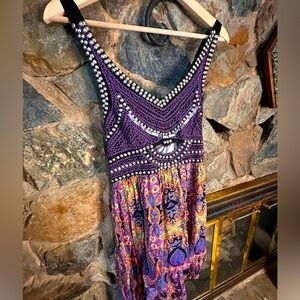 Super cute dress by Angie. Purple, black, silver and colorful pattern.